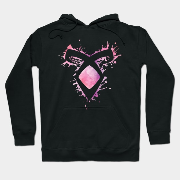 Shadowhunters rune / The Mortal Instruments - Angelic power rune voids and outline splashes (pink watercolour) - Clary, Alec, Izzy, Jace, Magnus - Malec Hoodie by Vane22april